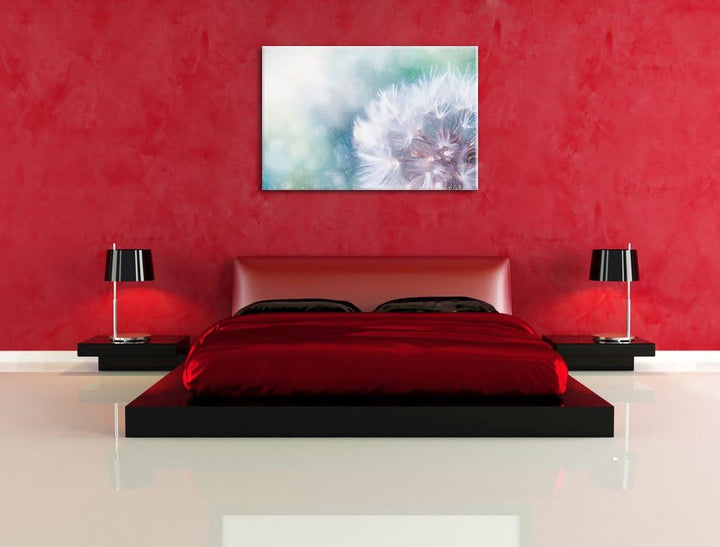 Pixxprint Zauberhafte Pusteblume Bunstift Effekt, Format: 100x70 auf Leinwand, XXL Bilder fertig ger