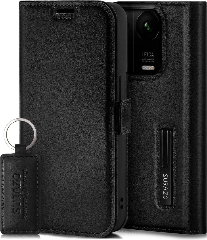 SURAZO Premium Slim Magnet Handyhülle für Xiaomi 13 5G Hülle Leder – Klappbare Echtleder Schutzhülle