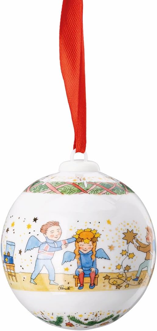 Hutschenreuther Porzellankugel 2024-Weihnachtsleuchten 6 cm Weihnachtskugel, Porzellan, Mehrfarbig