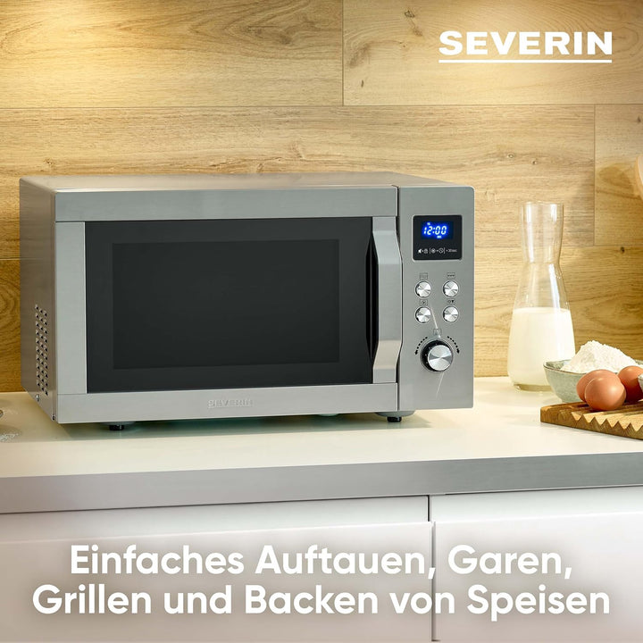 SEVERIN Mikrowelle mit Grill und Heissluftfunktion 3-in-1, Mikrowellengerät zum Auftauen, Garen und