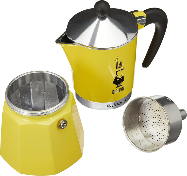 Bialetti 4983 Rainbow Caffettiera Colorata, Alluminio, Giallo, 6 Tazze, Gelb Gelb 6