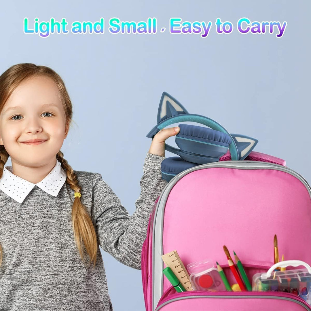 LOBKIN Kopfhörer für Kinder mit Tasche, Kabellos und Kabel Bluetooth, Faltbar Einstellbar Over Ear f