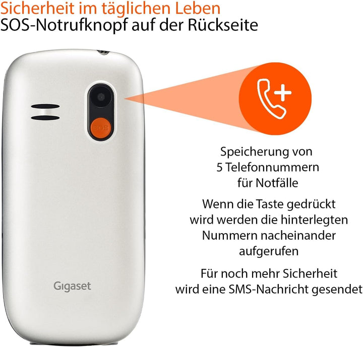 Gigaset GL390 weiss GSM - Senioren Mobiltelefon mit SOS-Notruf-Taste, grossem 2, 2" Farbdisplay - ei