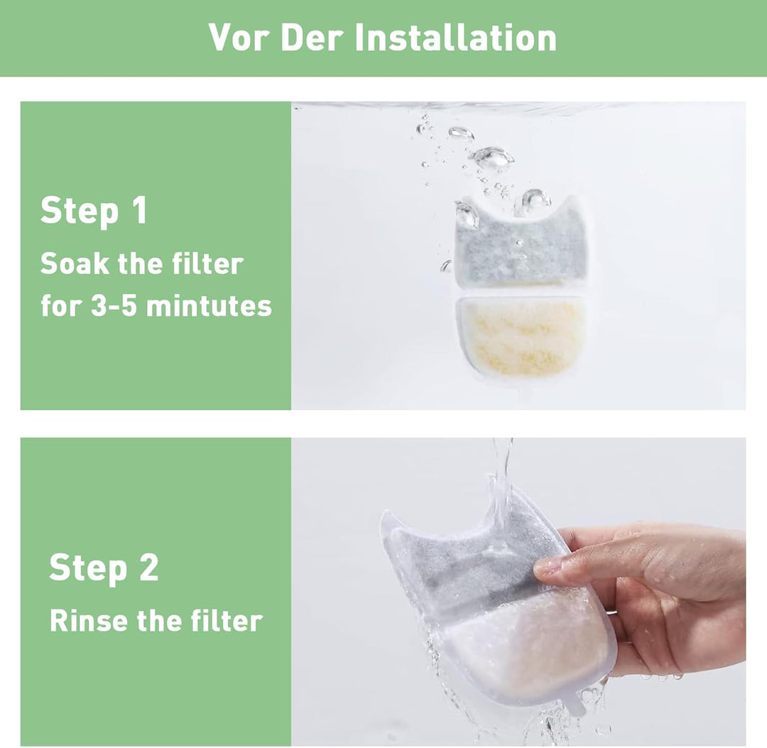 12 Set Katzenbrunnen Filter für 4L Trinkbrunnen,12 Stück Kohlefilter und 24 Stück Schaumstofffilter