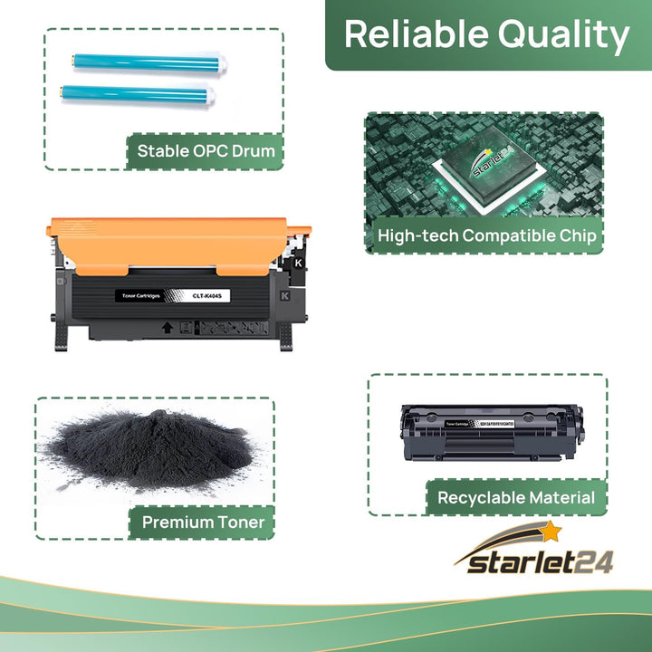 Starlet24 2X CLT-P404C Schwarz Tonerkartusche Kompatibel für Samsung CLT-K404S CLT-404S P404C Schwar