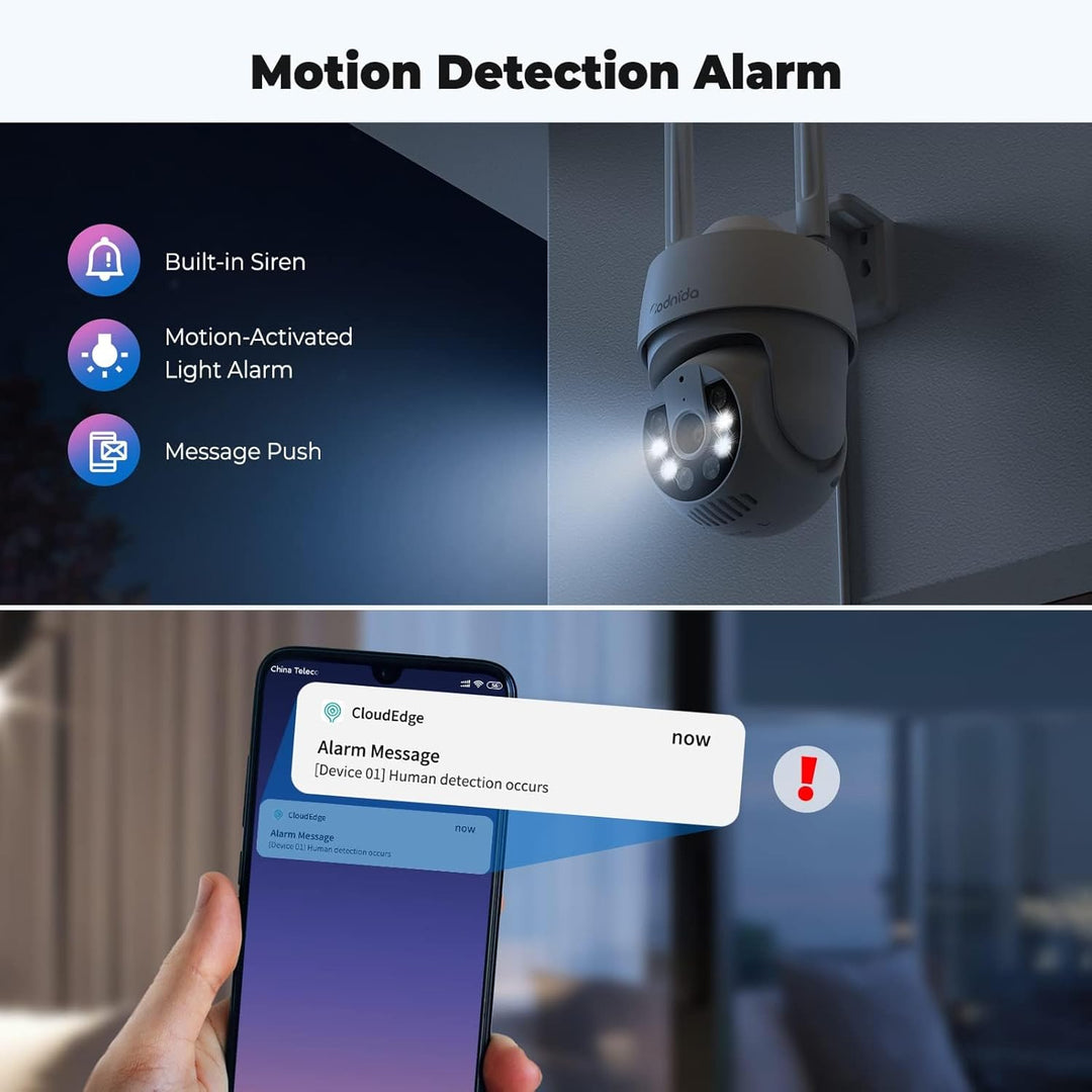 Codnida Überwachungskamera Aussen Set, 2K IP Kamera Überwachung Aussen WLAN mit Automatische Verfolg