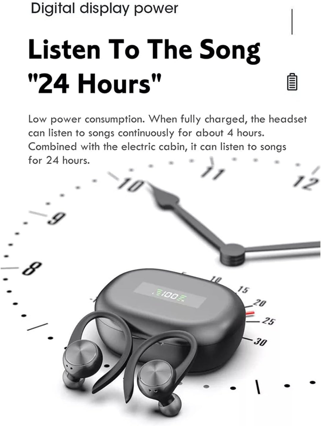 Xmenha Kabellose Kopfhörer mit Ohrhaken wasserdichte Sportkopfhörer Bluetooth Noise Cancelling Ohrhö
