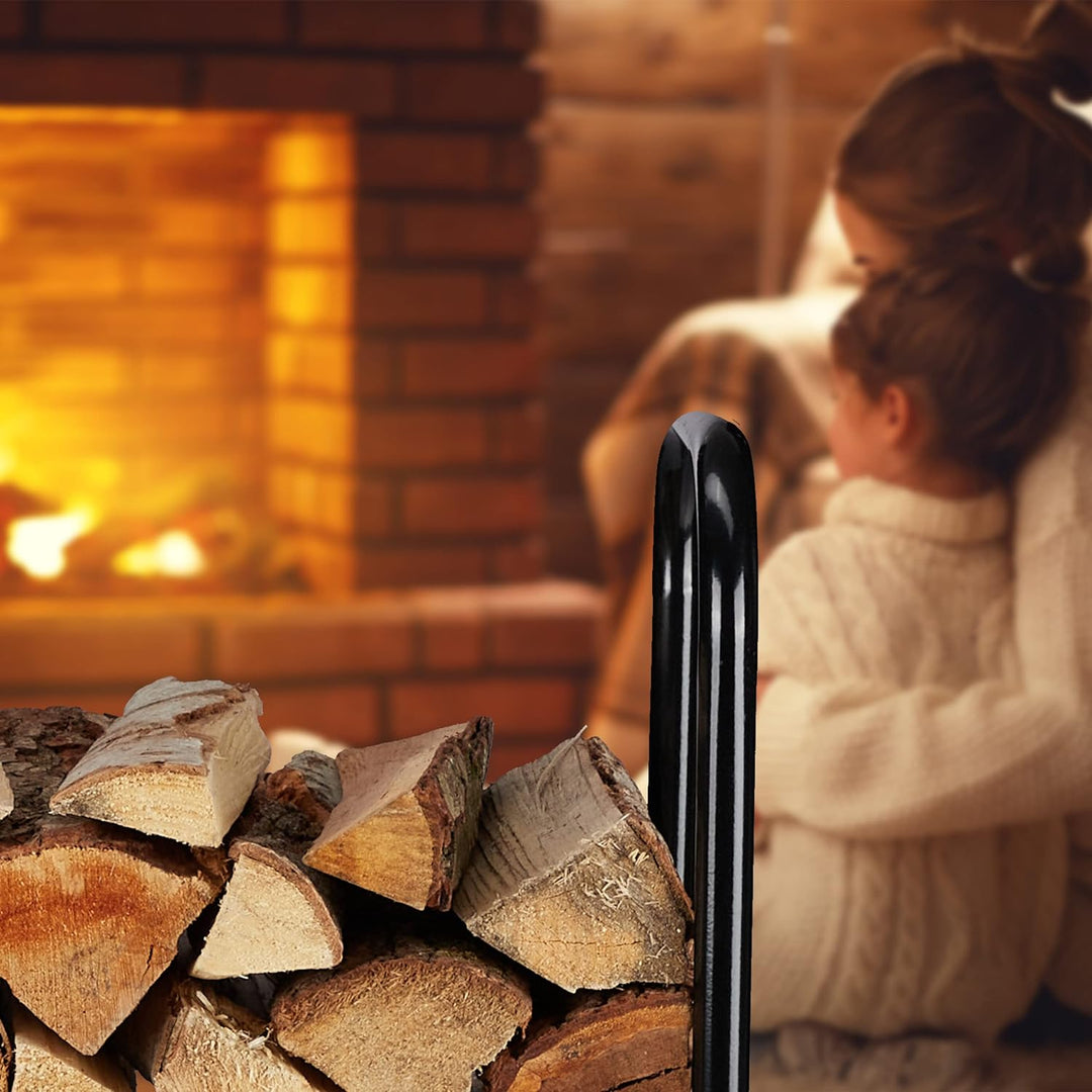 Relaxdays Kaminholzwagen, 2 Reifen & 2 Rollen, bis 60 kg, Brennholzwagen Stahl, Holztransport & -auf