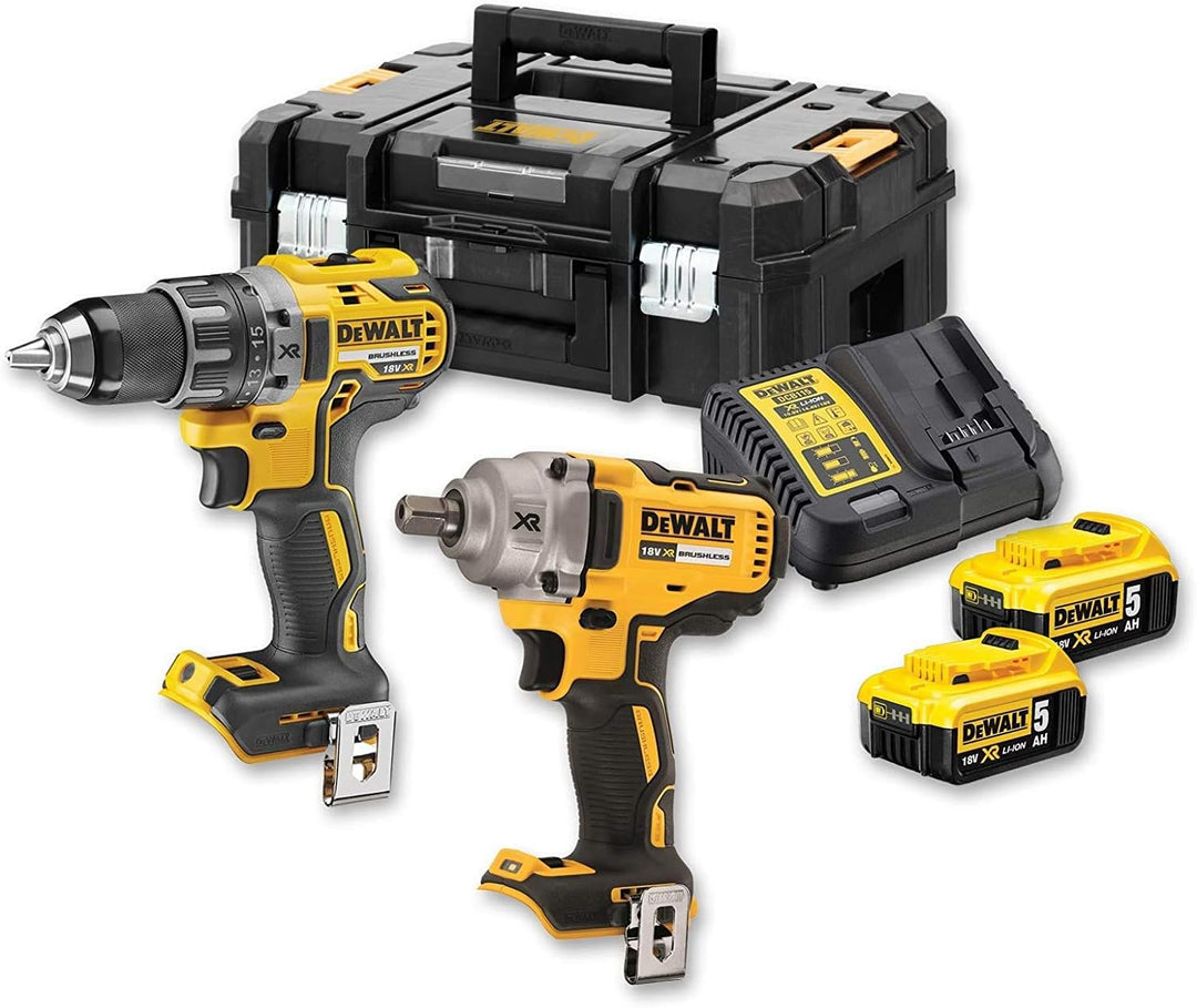 DEWALT 18 Volt XR Akku-Komobpack DCK2077P2T (bestehend aus Akku-Bohrschrauber, Akku-Schlagschrauber,