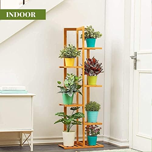 AYNEFY Pflanzenregal Blumenregal Bambus Holz Blumentreppe mit 6 Ablagen Blumenständer Pflanzenstände