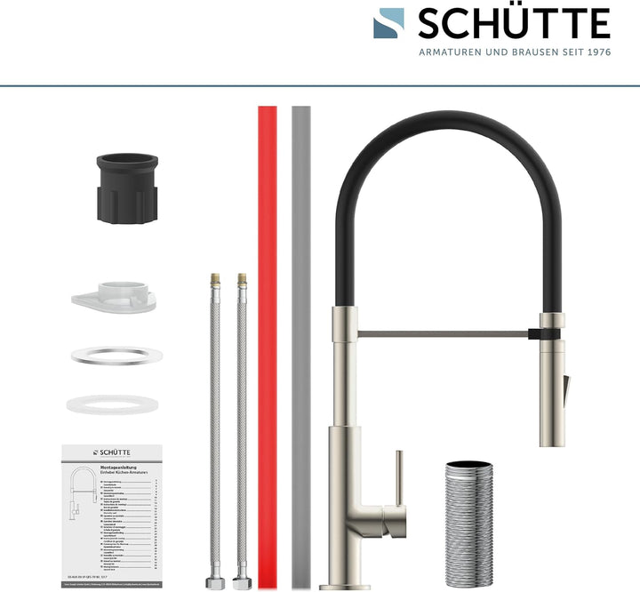 Schütte 23138 Design Spültischarmatur mit auswechselbaren Soft Touch Schlauch, 360 Grad schwenkbarer