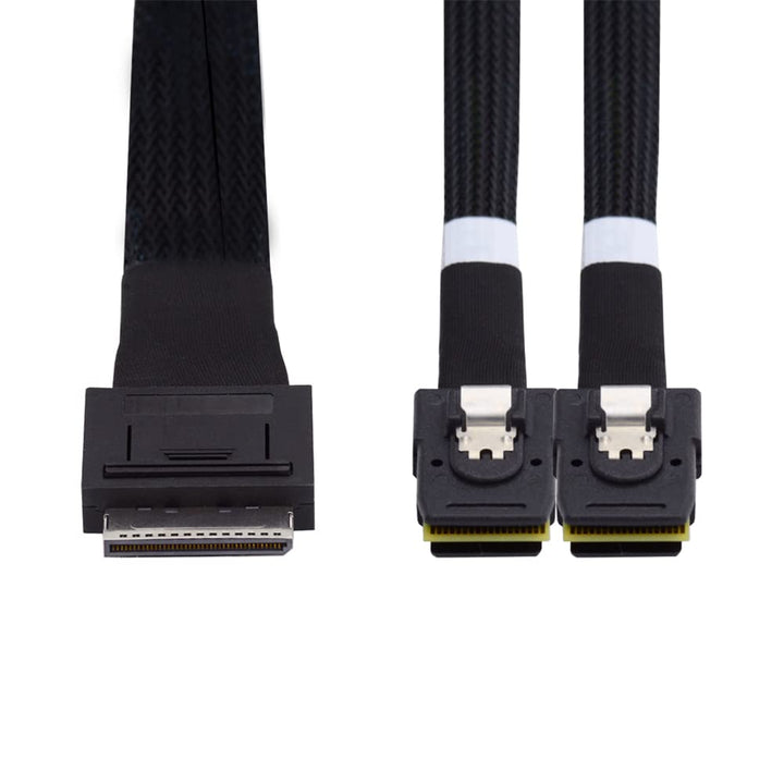 cablecc 50cm OCuLink PCIe PCI-Express SFF-8611 8x 8-Lane auf Dual SFF-8087 4x SSD Daten Aktives Kabe