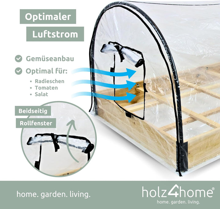 holz4home® Hochbeet aus Fichtenholz | 40 x 79,5 x 78 cm (BxHxL) | Mit Folie und Polycarbonatplatte f
