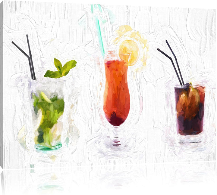 fruchtig frische Cocktails Deluxe Format: 100x70 cm auf Leinwand, XXL riesige Bilder fertig gerahmt