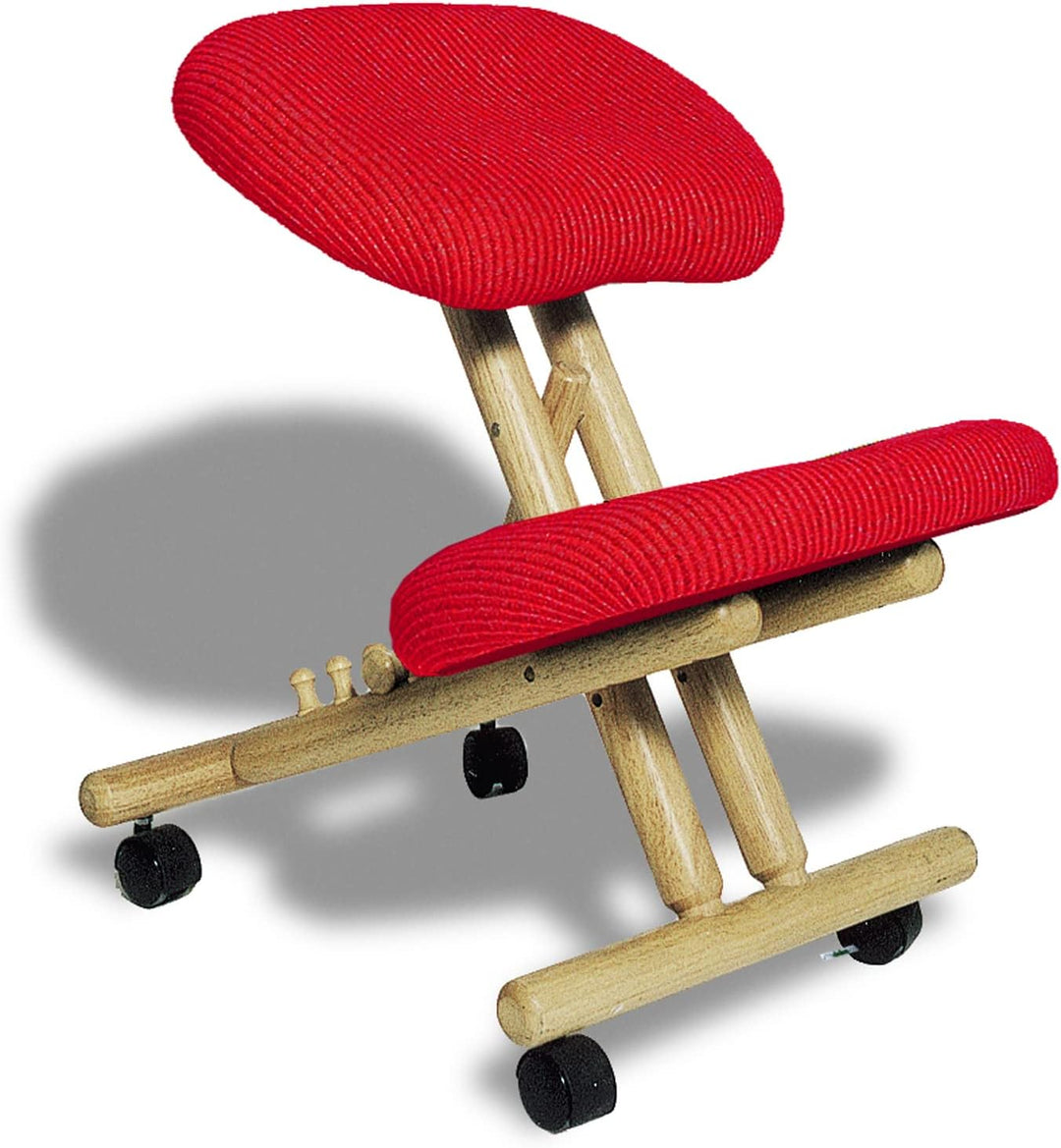 cinius Ergonomischer Stuhl Orthopädischer Kniestuhl Computerstuhl Kniehocker Stoff Natural/Rot Farbe