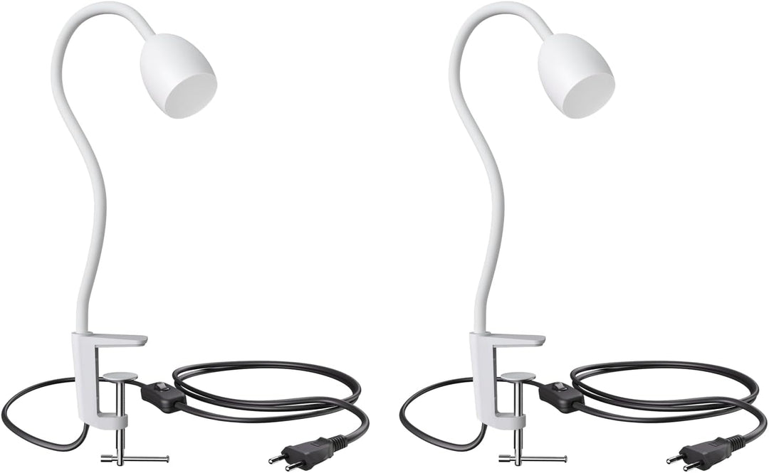 ledscom.de Klemmlampe, Schwanenhals KLUK, Schalter, weiss matt, 1x GU10 max. 60W, 2 Stk. 2 Stück (1e