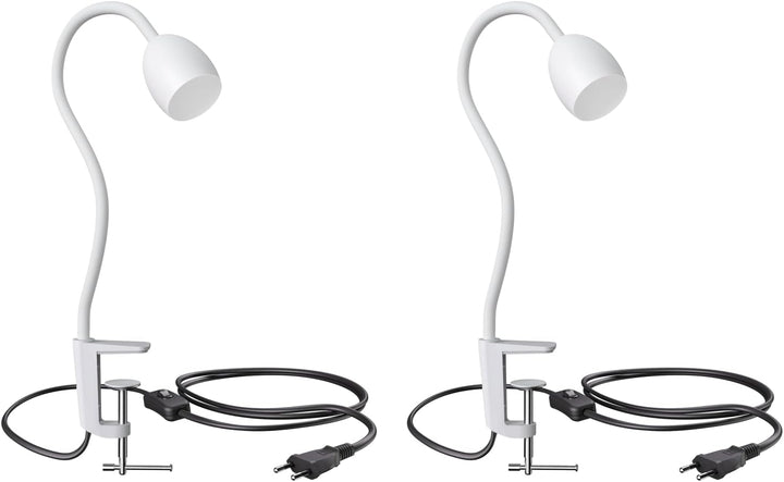 ledscom.de Klemmlampe, Schwanenhals KLUK, Schalter, weiss matt, 1x GU10 max. 60W, 2 Stk. 2 Stück (1e