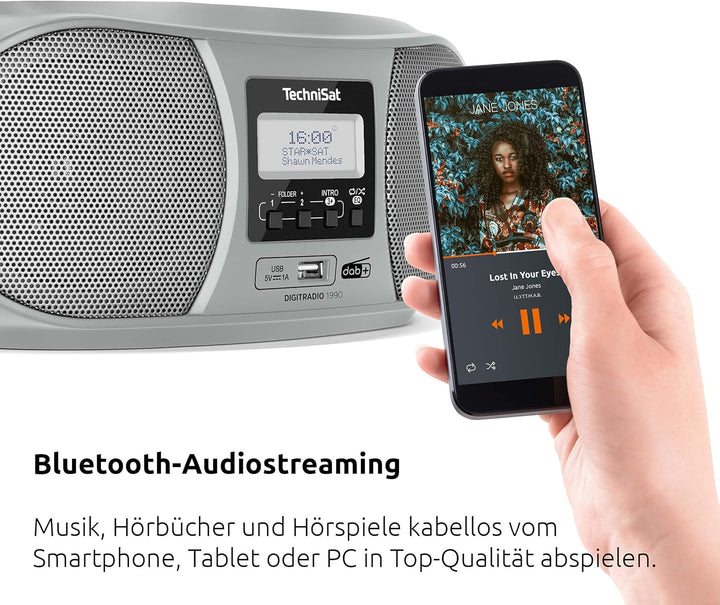TechniSat DIGITRADIO 1990 - Stereo-Boombox mit DAB+/UKW-Radio und CD-Player (Bluetooth-Audiostreamin