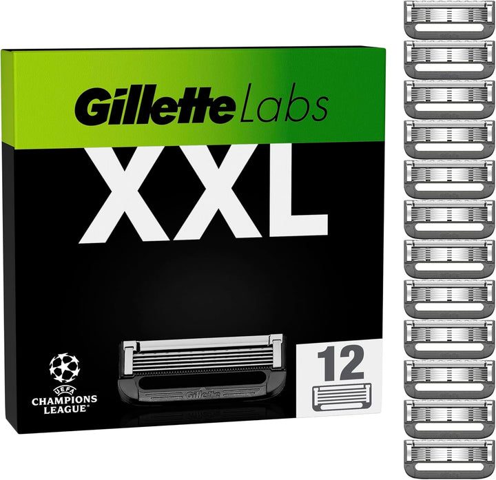 Gillette Labs Rasierklingen, 12 Ersatzklingen, für Gillette Labs Nassrasierer Herren mit Reinigungs-