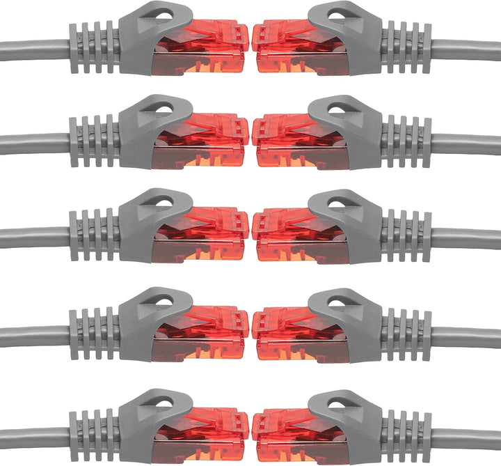 BIGtec - 10 Stück - 15m Gigabit Netzwerkkabel Patchkabel Ethernet LAN DSL Patch Kabel grau (2x RJ-45