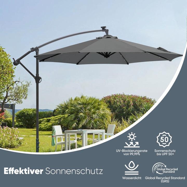 Sekey Ampelschirm 300 cm Sonnenschirm Gartenschirm Kurbelschirm mit Kurbelvorrichtung Sonnenschutz U