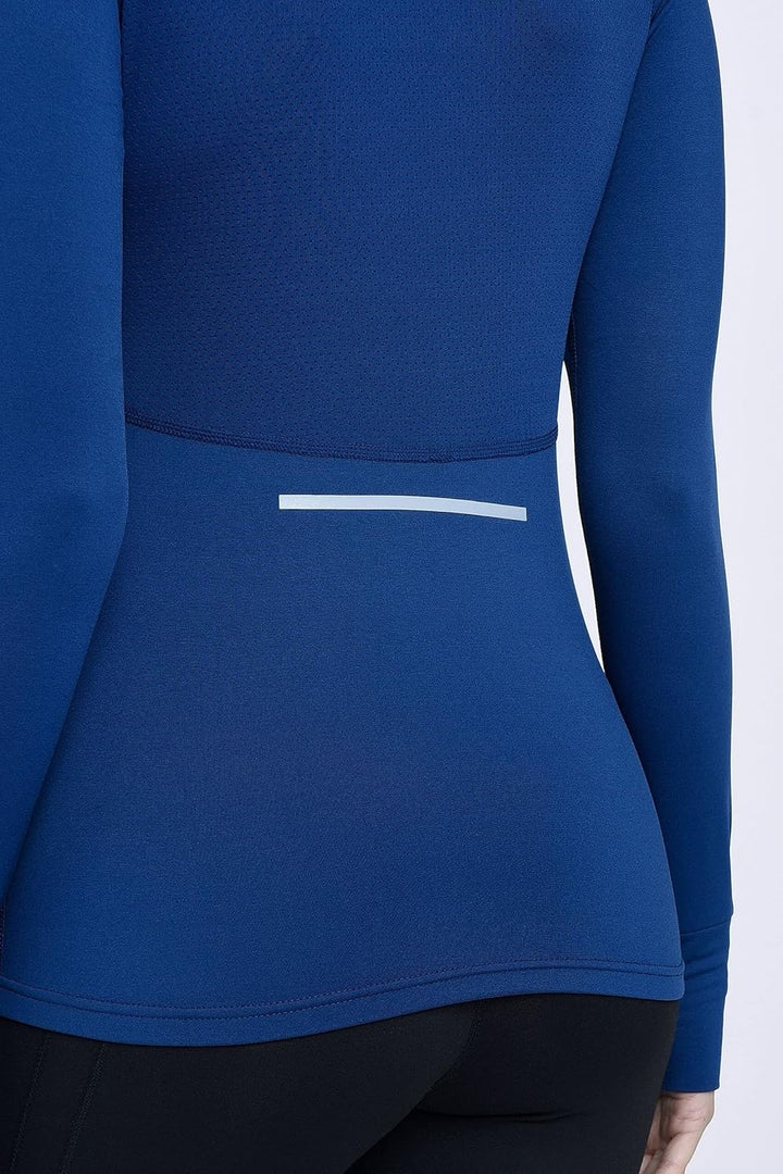 TCA Damen Winter Running Langarm Laufshirt mit Brustreissverschluss S Blau, S Blau
