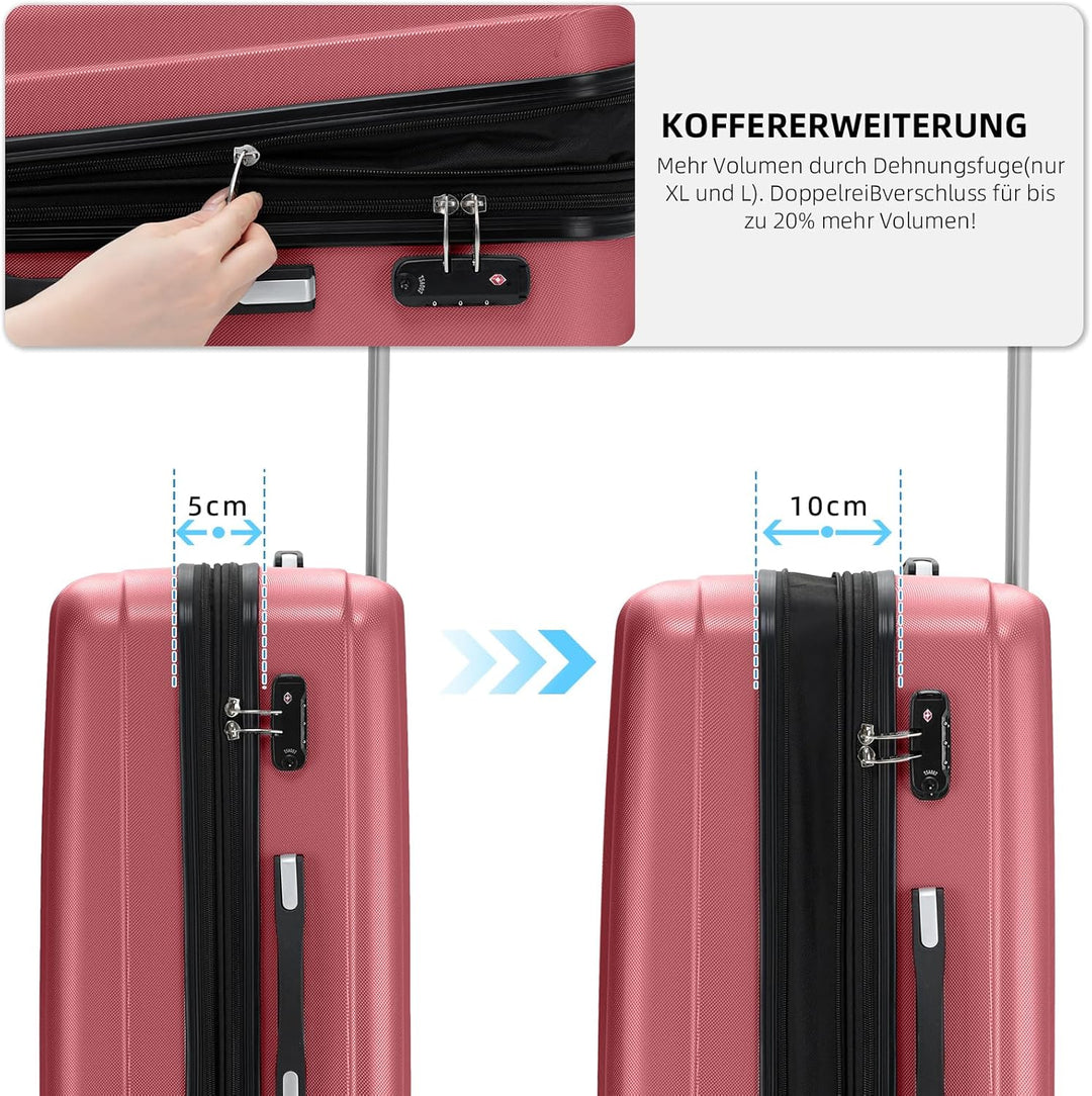 BEIBYE TSA-Schloss 2080 Zwillingsrollen 3 TLG. Reisekofferset Koffer Kofferset Trolley Trolleys Hart