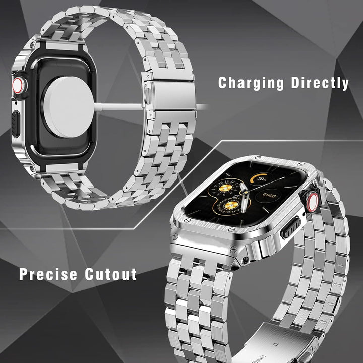 HASLFM Apple Watch Armbänder Kompatibel für iWatch Serie 6/5/4/SE/3/2/1(44mm/42mm), Edelstahl Apple