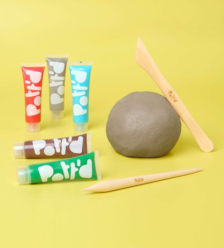 Pott'd Mini-Töpfer-Sets | Lufttrocknendes Töpferset für Erwachsene | Mit Farben, Töpferwerkzeugen un