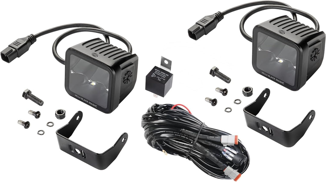 HELLA LED Scheinwerfer Black Magic Cube Kit 3.2" - 12/24V - 3000lm - 2 Stk Set quadratisch LED Zusat