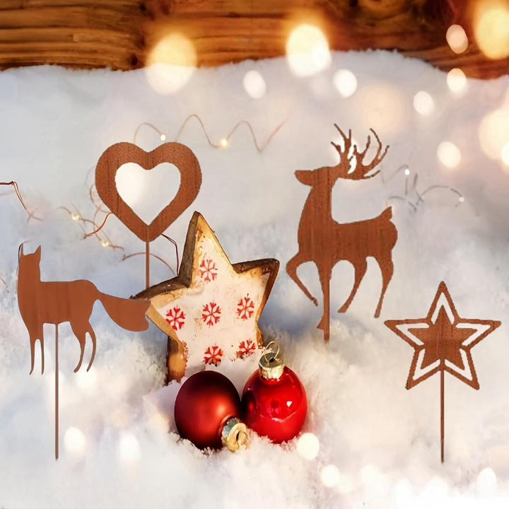 HUIKUANGEU Gartenstecker,11 Stück Gartendeko Rostoptik,Garten Roststecker Metall,Tolle Gartendeko au