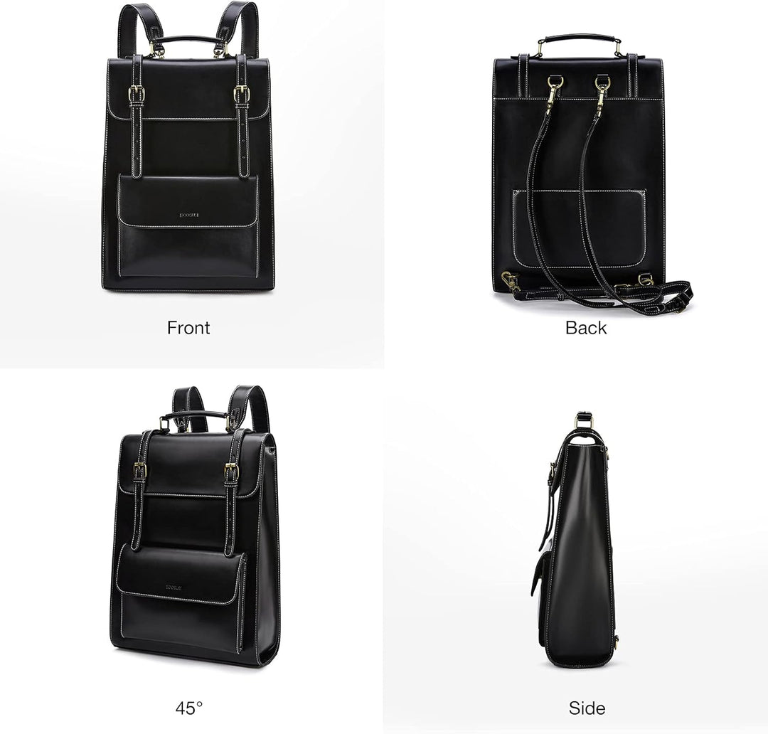 ECOSUSI Laptop Rucksack Damen für 15,6 Zoll Schulrucksack Mädchen Leder Daypack mit Laptopfach Wasse