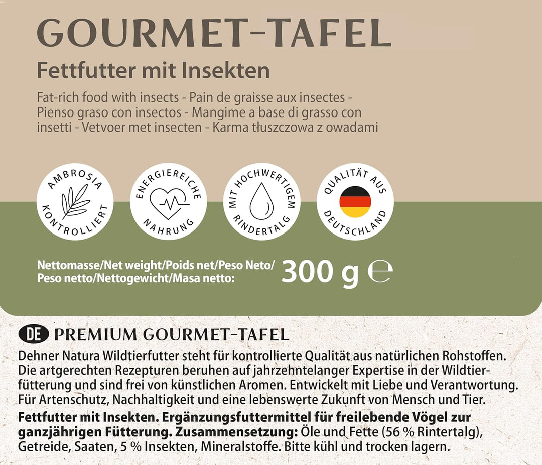 Dehner Natura Wildvogelfutter-Tafeln | Vogelfutter, Fettfutter mit Insekten | Ergänzungsfutter für K