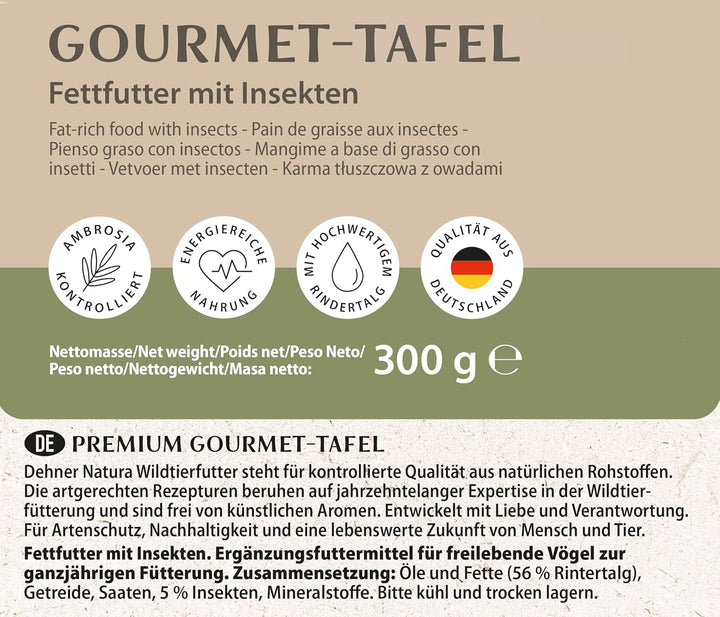 Dehner Natura Wildvogelfutter-Tafeln | Vogelfutter, Fettfutter mit Insekten | Ergänzungsfutter für K