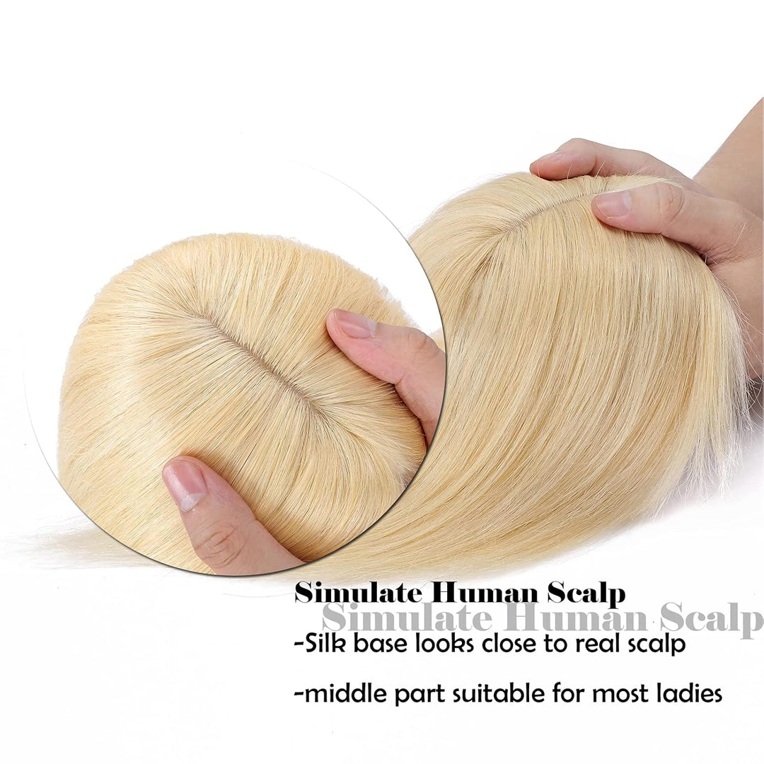 Silk-co Clip in Extension Echthaar Topeer Echthaar Haarteile Echthaar Toupet Haarverlängerung mit Fr