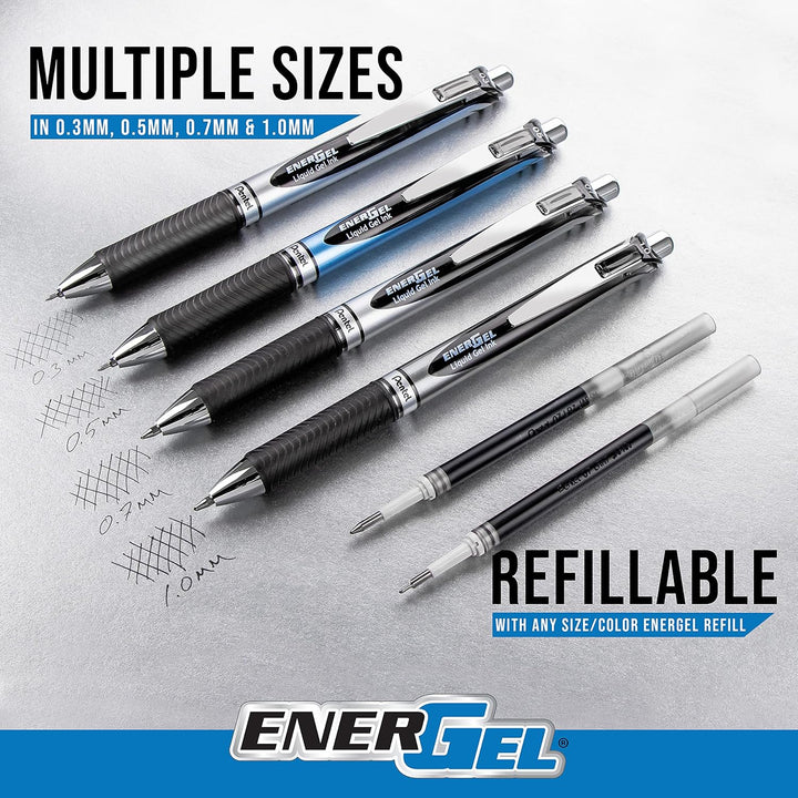 Pentel BL77-BGX EnerGel Gel-Tintenroller mit Druckmechanik, 0,7 mm Kugeldurchmesser = 0,35 mm Strich