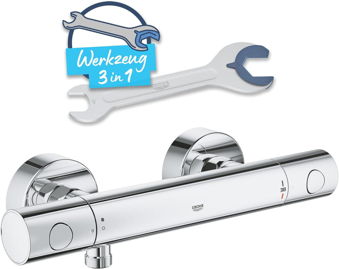 GROHE Precision Get - Thermostat- Brausebatterie (wassersparend, ergonomischer Metallgriff, Sicherhe