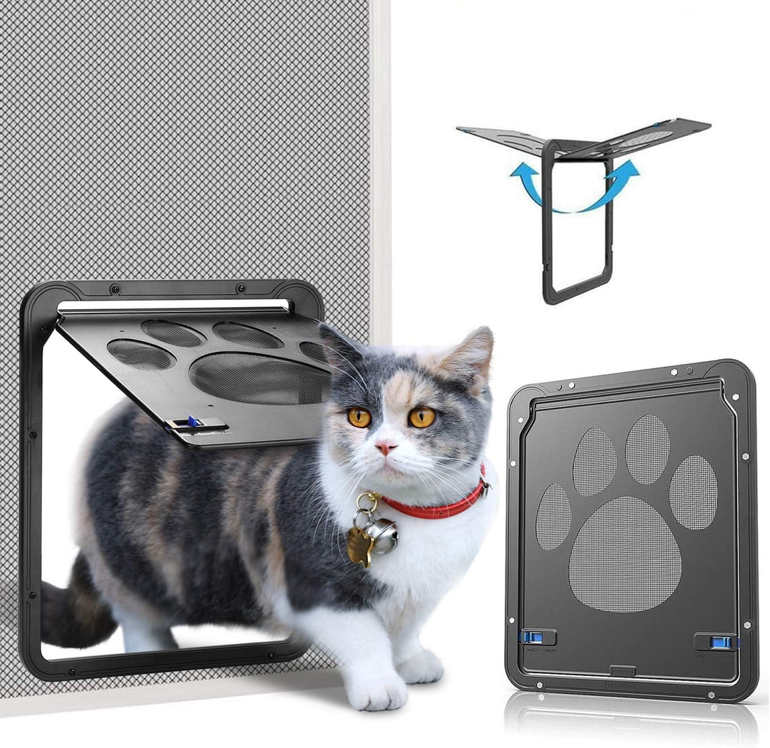 Ownpets Haustierklappe, Katzenklappe für fliegengitter, Magnetische Katzentür mit automatische versc