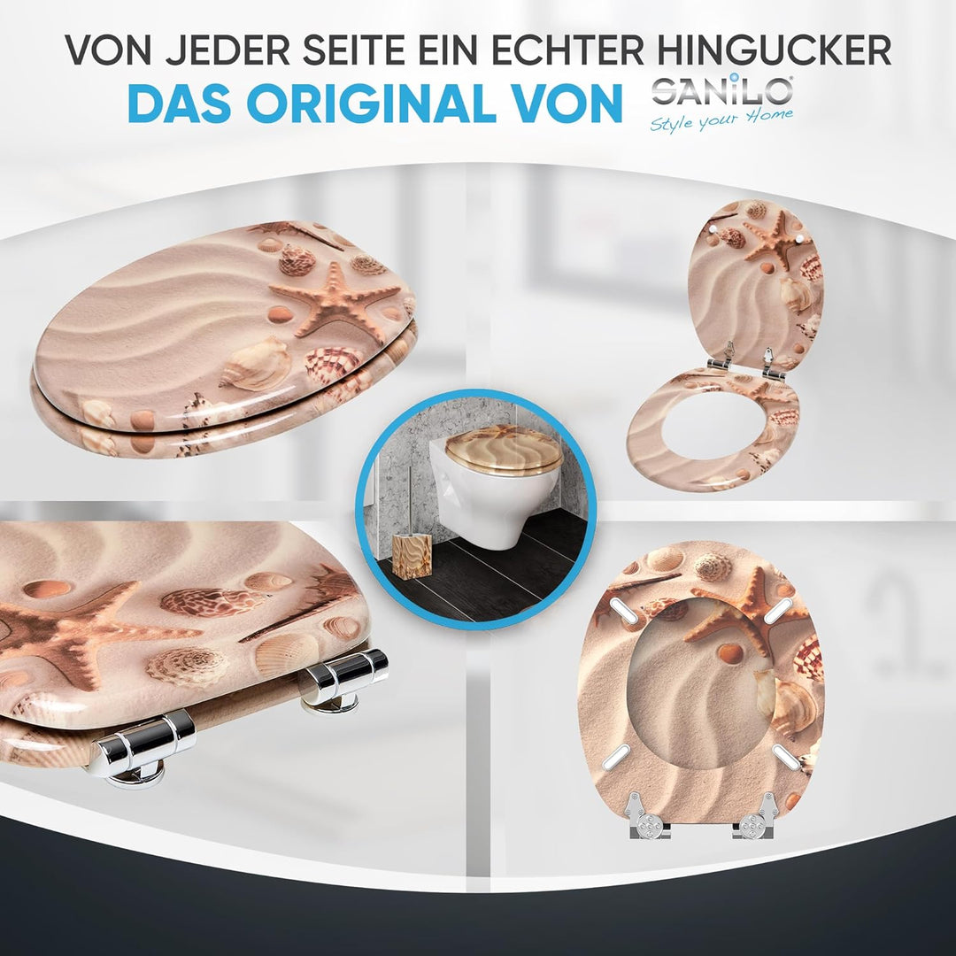 Sanilo WC-Sitz mit Absenkautomatik I Hochwertiger Toilettensitz aus Holz I Toilettendeckel in versch