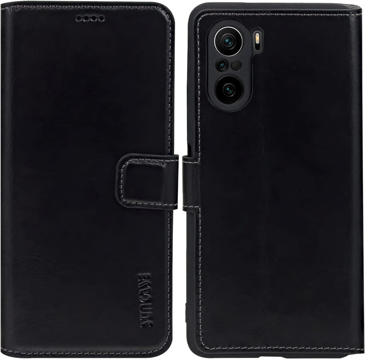 Suncase Book-Style Hülle kompatibel mit Xiaomi Poco F3 Leder Tasche (Slim-Fit) Lederhülle Handytasch