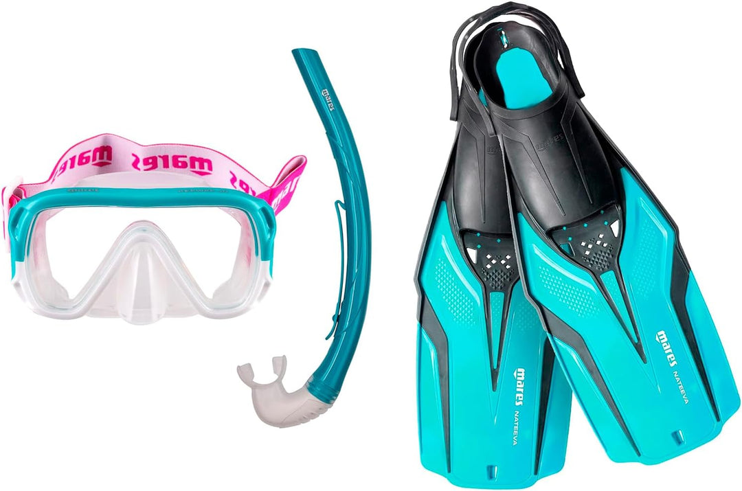 Mares Unisex-Youth Nateeva Keewee Jr Set Schnorchel XS Aqua, XS Aqua