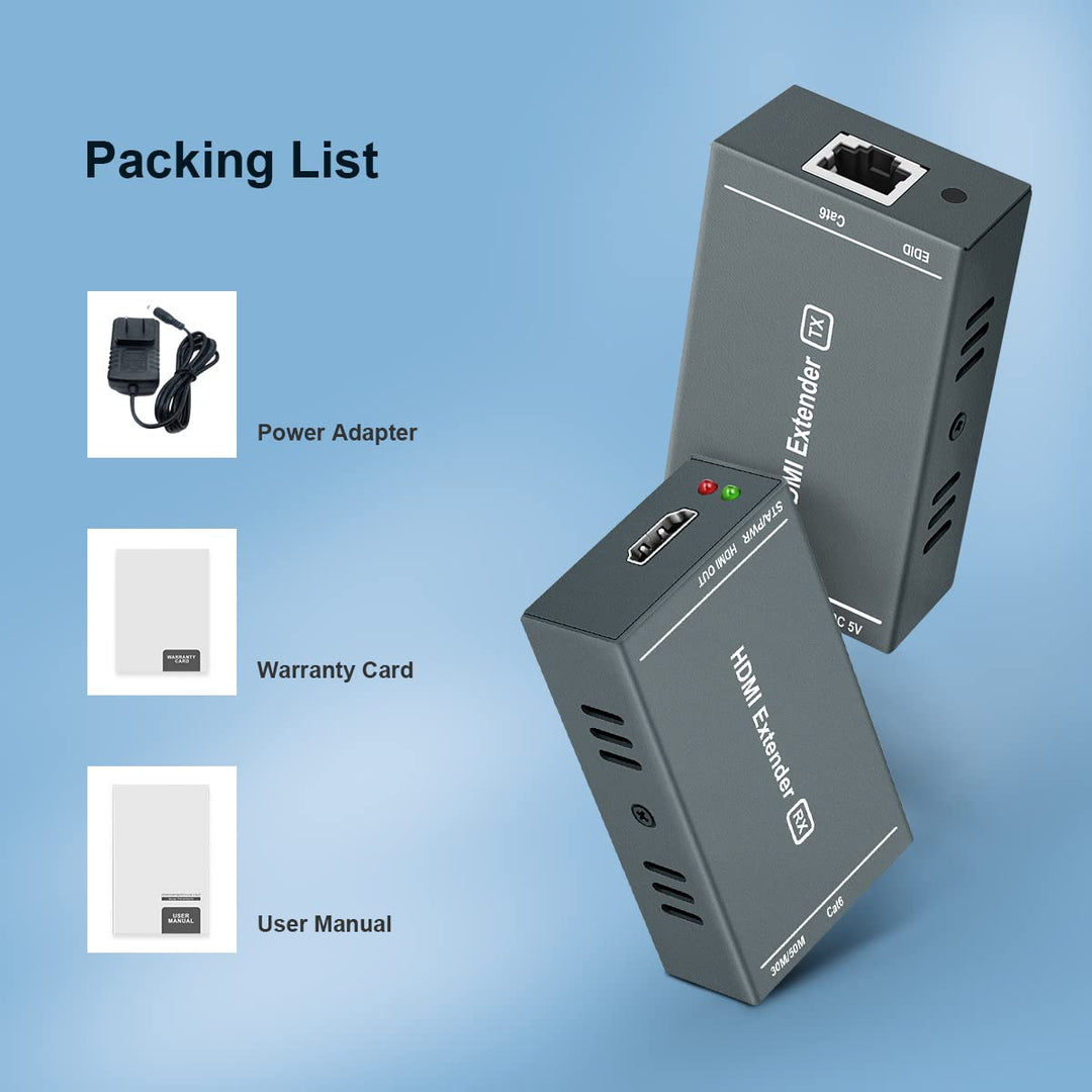 HDMI Extender 165ft/35m Low Latency Over Single Cat5e/6 RJ45 Cable Full HD 1080P Support 3D EDID, Lo