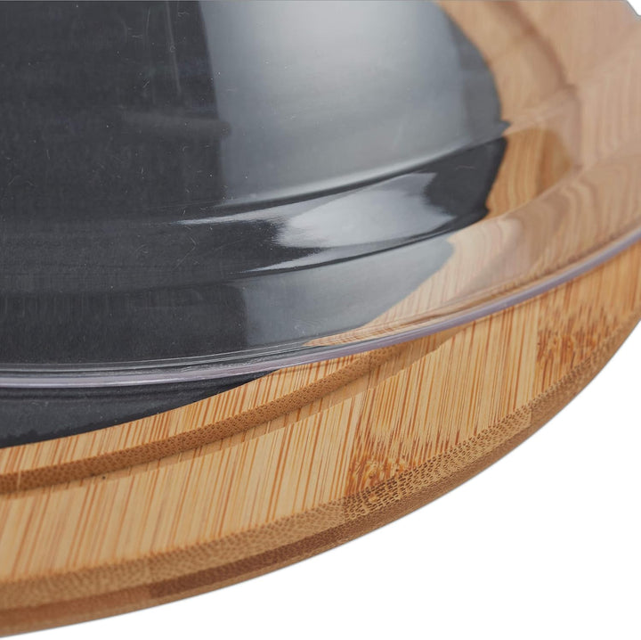 Relaxdays Käseglocke mit Käsebrett, Stahl Käsebesteck, Käsemesser, Käsegabel, Servierplatte, Bambus,