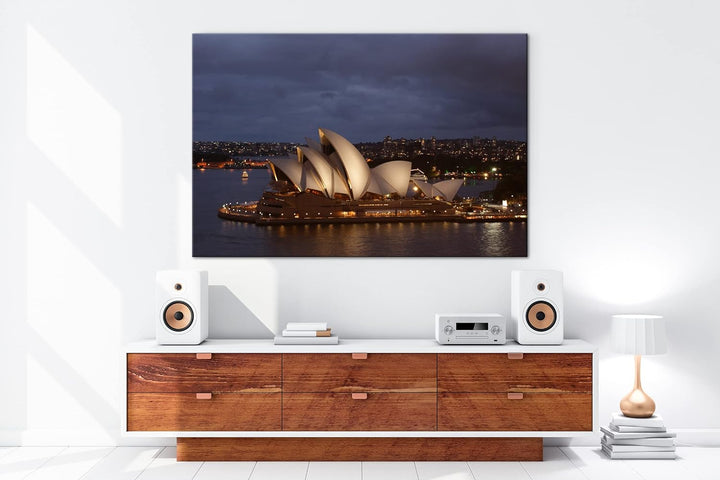 deyoli Sydney Opera House im Format: 100x70 als Leinwandbild, Motiv fertig gerahmt auf Echtholzrahme