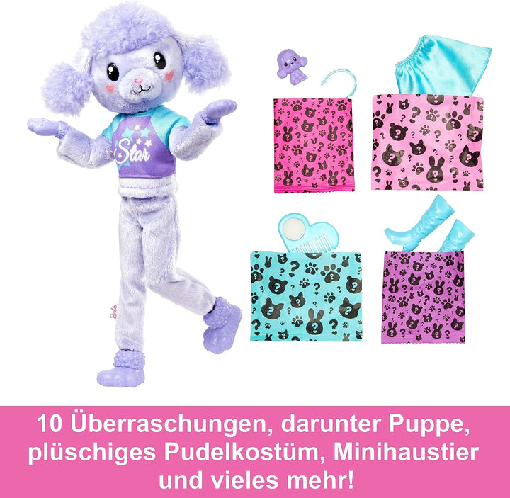 BARBIE Cutie Reveal Puppe - Plüschpudel mit 10 Überraschungen, bewegliche Barbie-Puppe mit zahlreich