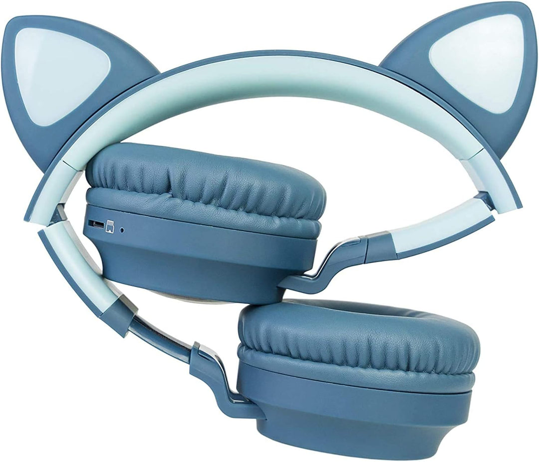 PowerLocus Bluetooth Kopfhörer Kinder, LED Katzenohren, 85dB Sichere Lautstärke, Bluetooth 5.3, Micr