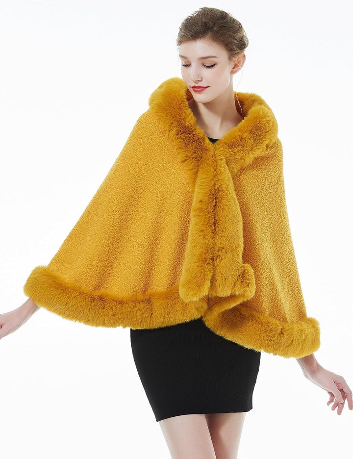 BEAUTELICATE Damen Kunstpelz Stola Brautjacke Bolero Winter Brautschal Mantel für Hochzeit Festlich