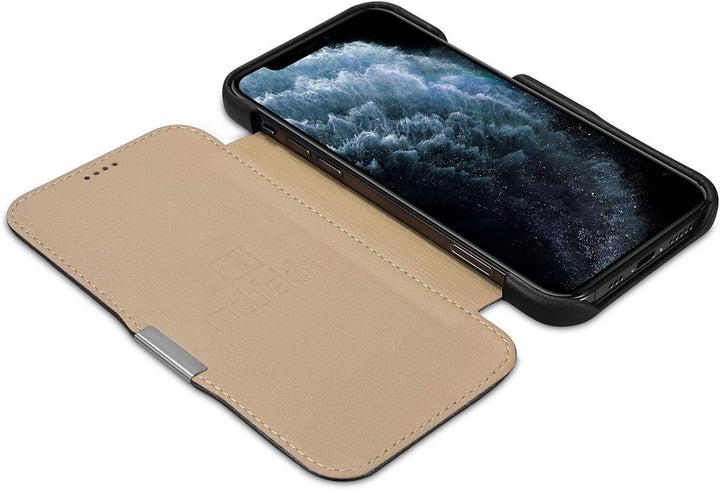 Mobiskin Hülle kompatibel mit Apple iPhone 12 Mini (5,4 Zoll), Handyhülle mit echtem Leder, Case, Sc