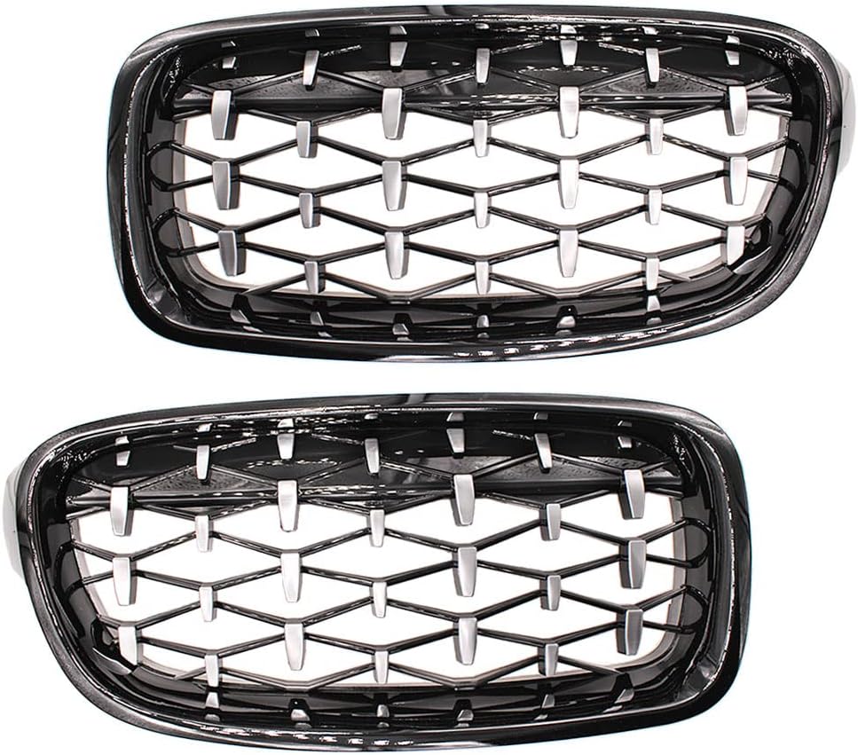 HZTWFC Schwarz Silber Auto Frontgrill Stossstangengrill Diamant Nieren Racing Grills Für BMW 3er F30