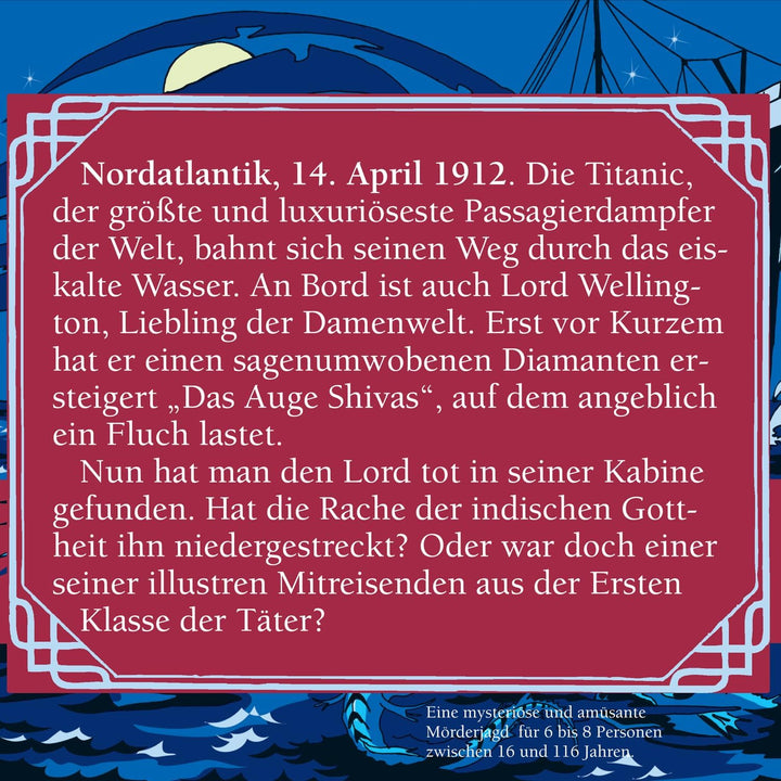 Mörderische Dinnerparty – Totentanz auf der Titanic - Krimidinner für zuhause 6 bis 8 Personen - spa